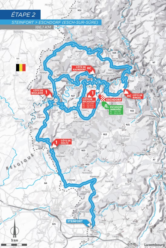 Tour of Luxembourg stage 2 map